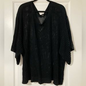 Lane Bryant crochet style top, size 28 in black.